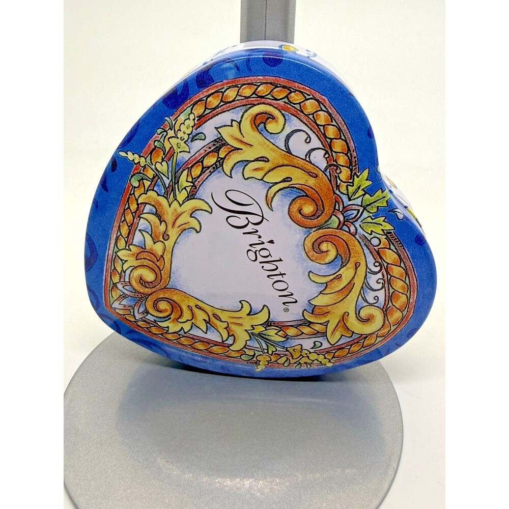 Brighton Heart Floral Tin Trinketโ Box Jewelry Holder Decorative Hinged Lid Gift
